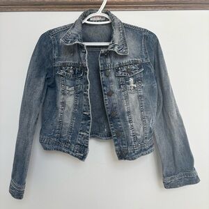 Colza - Distressed, studded denim: Jean Jacket, size large